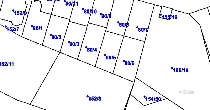 Parcela st. 80/5 v KÚ Klokoty, Katastrální mapa