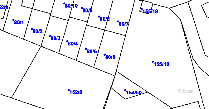 Parcela st. 80/6 v KÚ Klokoty, Katastrální mapa