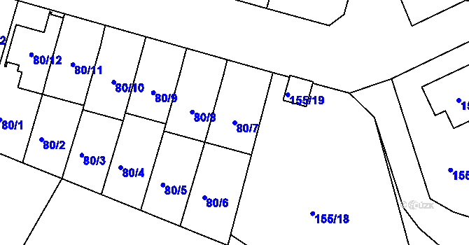 Parcela st. 80/7 v KÚ Klokoty, Katastrální mapa