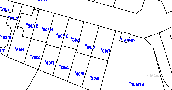 Parcela st. 80/8 v KÚ Klokoty, Katastrální mapa
