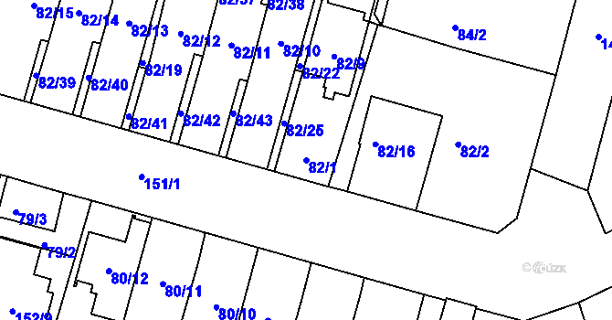 Parcela st. 82/1 v KÚ Klokoty, Katastrální mapa