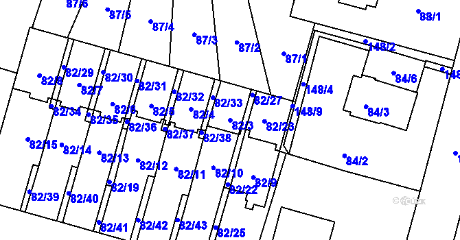 Parcela st. 82/3 v KÚ Klokoty, Katastrální mapa