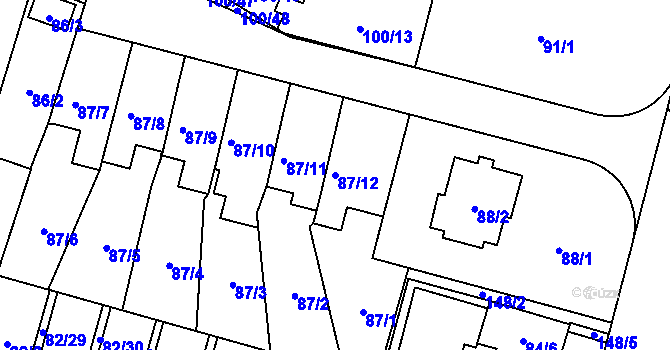 Parcela st. 87/12 v KÚ Klokoty, Katastrální mapa