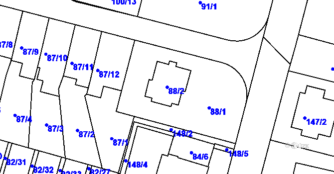 Parcela st. 88/2 v KÚ Klokoty, Katastrální mapa