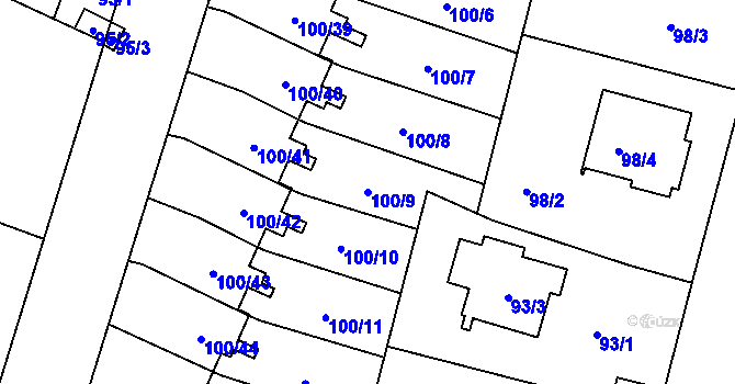 Parcela st. 100/9 v KÚ Klokoty, Katastrální mapa