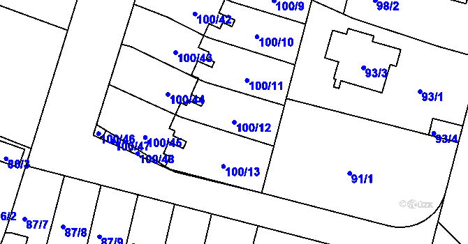 Parcela st. 100/12 v KÚ Klokoty, Katastrální mapa