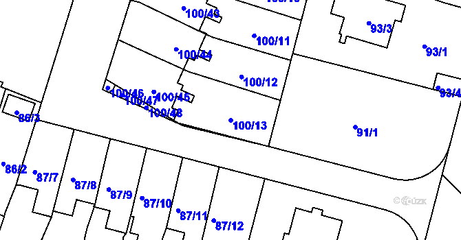 Parcela st. 100/13 v KÚ Klokoty, Katastrální mapa