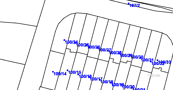 Parcela st. 100/26 v KÚ Klokoty, Katastrální mapa