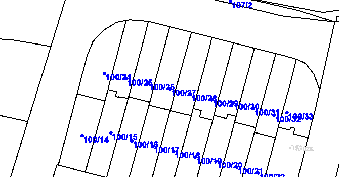 Parcela st. 100/27 v KÚ Klokoty, Katastrální mapa