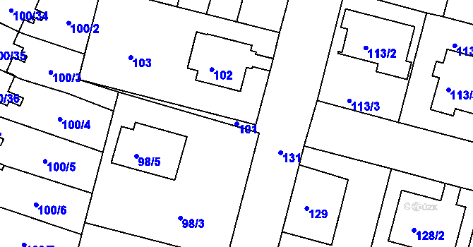 Parcela st. 101 v KÚ Klokoty, Katastrální mapa