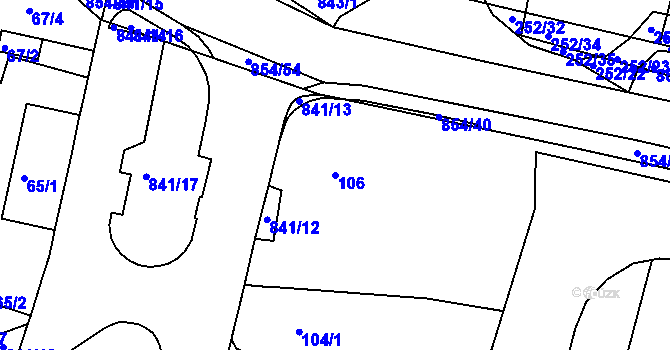 Parcela st. 106 v KÚ Klokoty, Katastrální mapa
