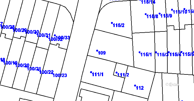 Parcela st. 109 v KÚ Klokoty, Katastrální mapa