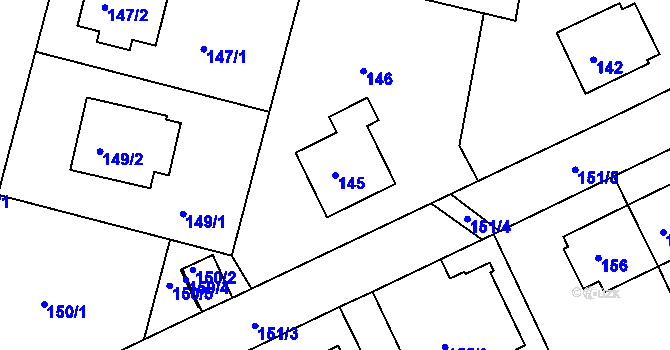 Parcela st. 145 v KÚ Klokoty, Katastrální mapa