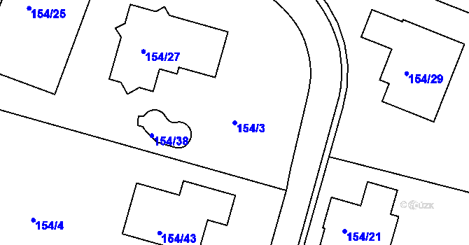 Parcela st. 154/3 v KÚ Klokoty, Katastrální mapa