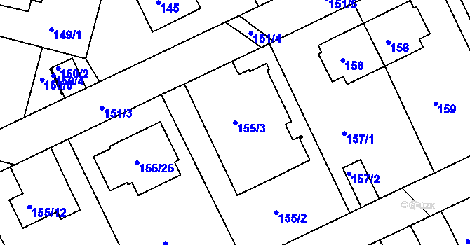 Parcela st. 155/3 v KÚ Klokoty, Katastrální mapa
