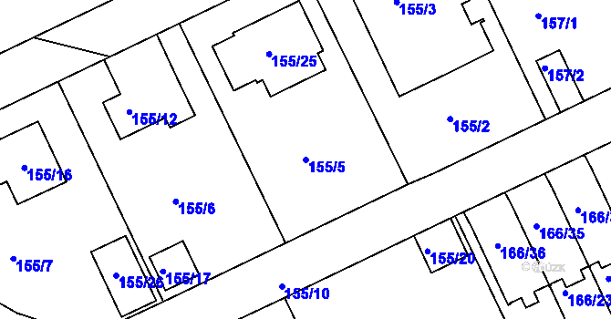 Parcela st. 155/5 v KÚ Klokoty, Katastrální mapa