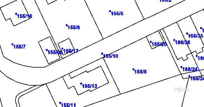 Parcela st. 155/10 v KÚ Klokoty, Katastrální mapa