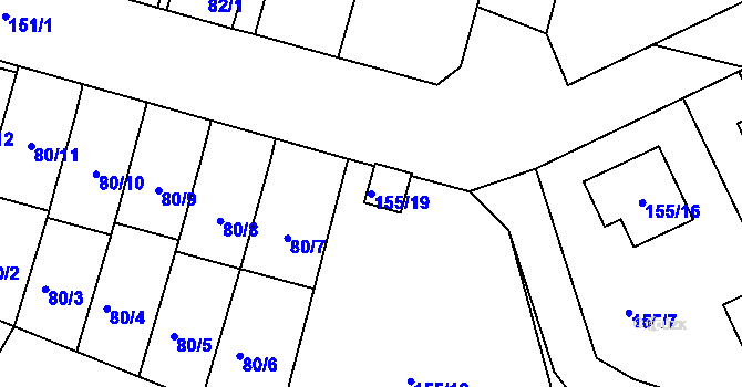 Parcela st. 155/19 v KÚ Klokoty, Katastrální mapa