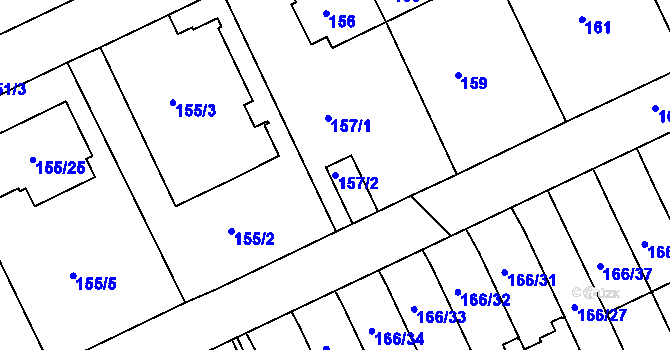 Parcela st. 157/2 v KÚ Klokoty, Katastrální mapa