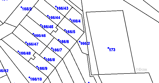 Parcela st. 166/2 v KÚ Klokoty, Katastrální mapa