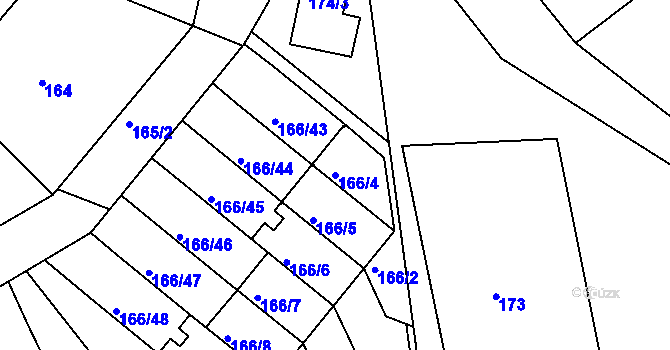 Parcela st. 166/4 v KÚ Klokoty, Katastrální mapa