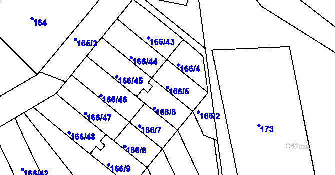 Parcela st. 166/5 v KÚ Klokoty, Katastrální mapa