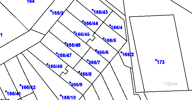Parcela st. 166/6 v KÚ Klokoty, Katastrální mapa