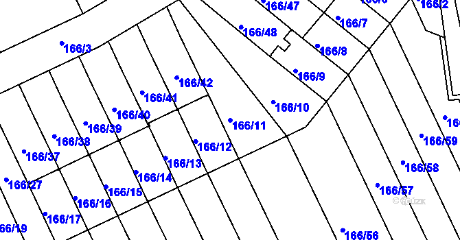Parcela st. 166/11 v KÚ Klokoty, Katastrální mapa