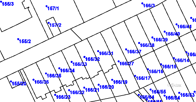 Parcela st. 166/31 v KÚ Klokoty, Katastrální mapa