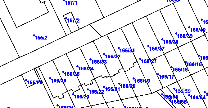 Parcela st. 166/32 v KÚ Klokoty, Katastrální mapa