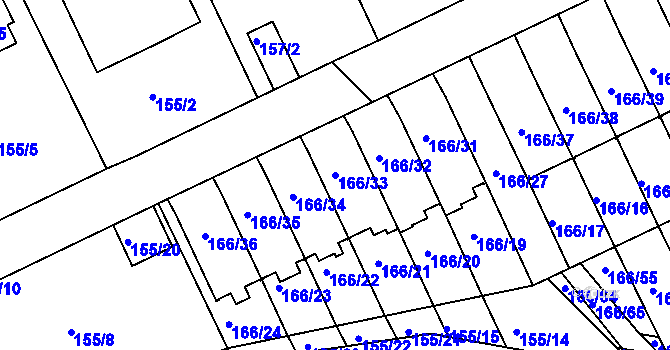 Parcela st. 166/33 v KÚ Klokoty, Katastrální mapa
