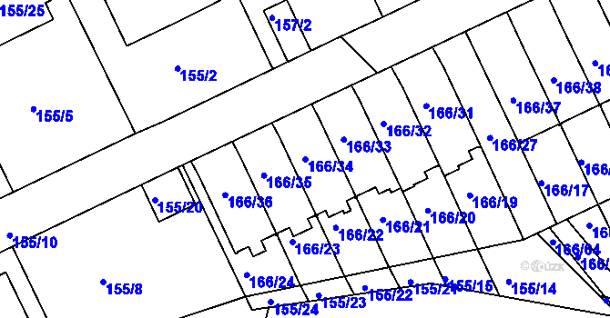 Parcela st. 166/34 v KÚ Klokoty, Katastrální mapa