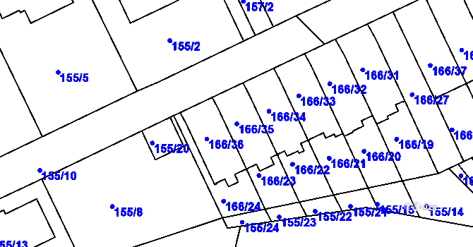 Parcela st. 166/35 v KÚ Klokoty, Katastrální mapa