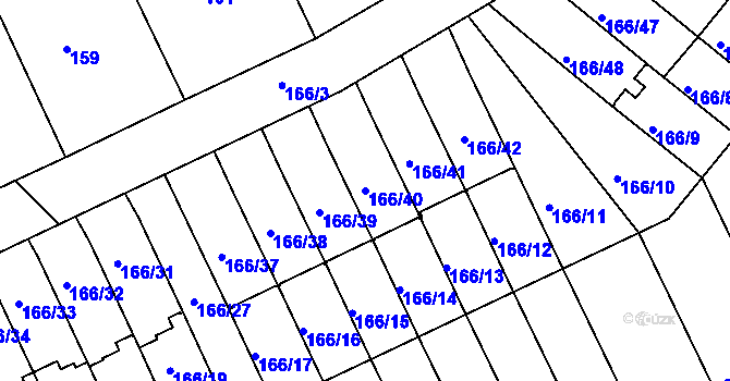 Parcela st. 166/40 v KÚ Klokoty, Katastrální mapa
