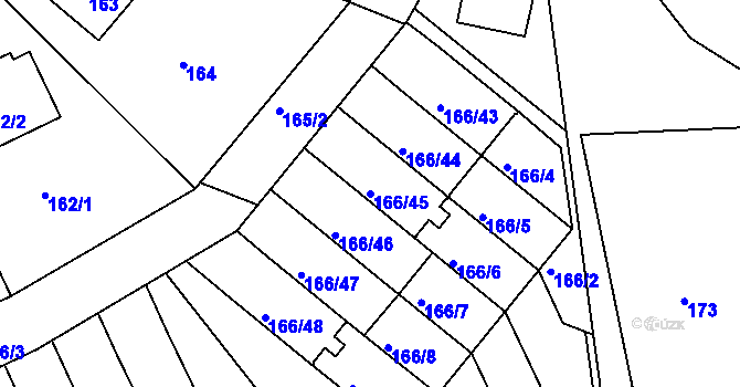 Parcela st. 166/45 v KÚ Klokoty, Katastrální mapa