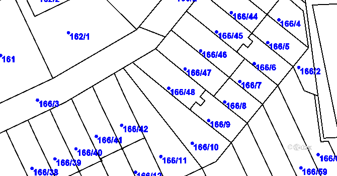 Parcela st. 166/48 v KÚ Klokoty, Katastrální mapa
