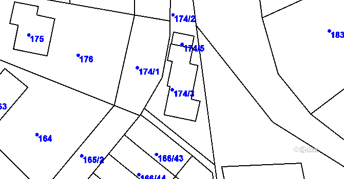 Parcela st. 174/3 v KÚ Klokoty, Katastrální mapa