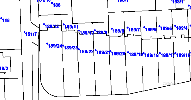 Parcela st. 189/21 v KÚ Klokoty, Katastrální mapa