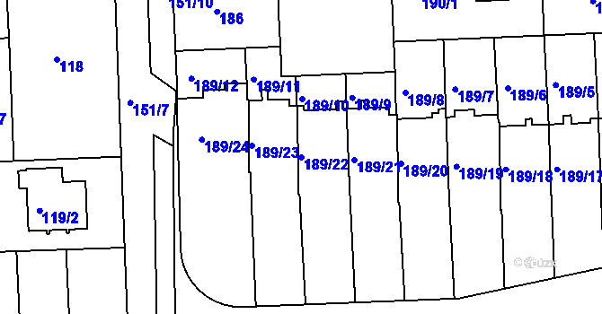 Parcela st. 189/22 v KÚ Klokoty, Katastrální mapa
