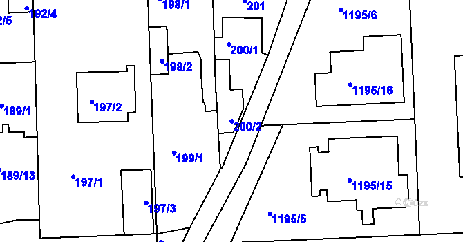 Parcela st. 200/2 v KÚ Klokoty, Katastrální mapa