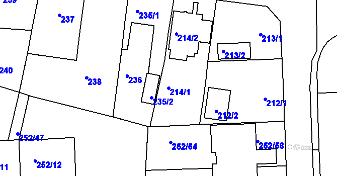 Parcela st. 214/1 v KÚ Klokoty, Katastrální mapa