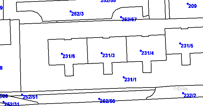 Parcela st. 231/3 v KÚ Klokoty, Katastrální mapa