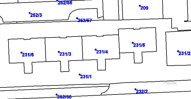 Parcela st. 231/4 v KÚ Klokoty, Katastrální mapa