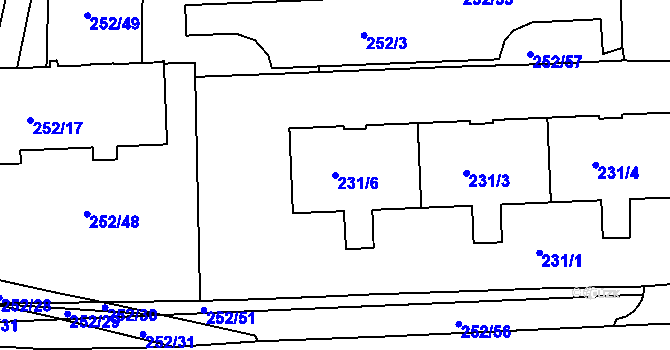 Parcela st. 231/6 v KÚ Klokoty, Katastrální mapa