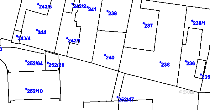 Parcela st. 240 v KÚ Klokoty, Katastrální mapa