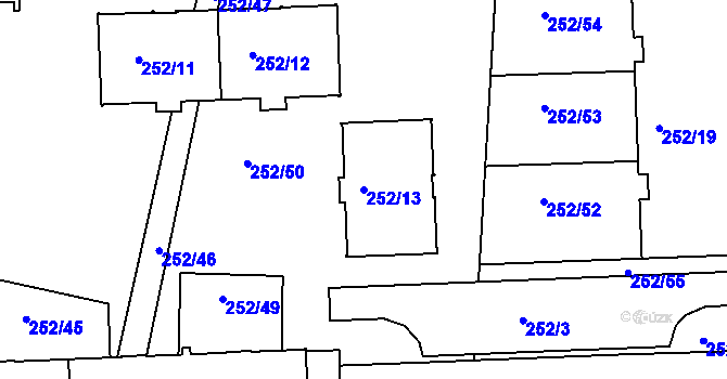 Parcela st. 252/13 v KÚ Klokoty, Katastrální mapa