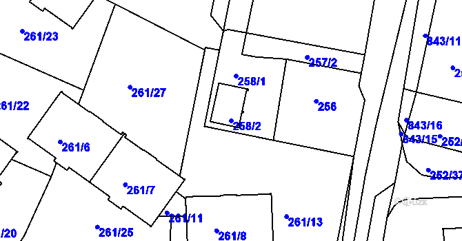 Parcela st. 258/2 v KÚ Klokoty, Katastrální mapa