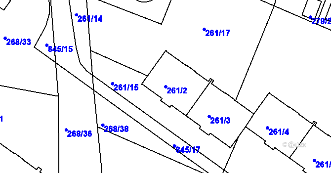 Parcela st. 261/2 v KÚ Klokoty, Katastrální mapa