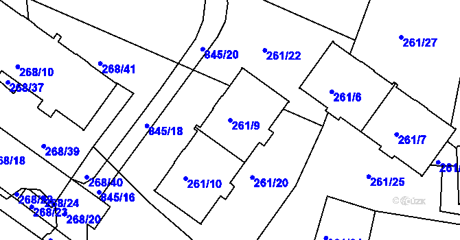 Parcela st. 261/9 v KÚ Klokoty, Katastrální mapa