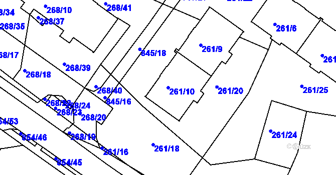 Parcela st. 261/10 v KÚ Klokoty, Katastrální mapa